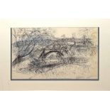 Louis Broad, "The Eventide near Long Hanborough", pen, ink and wash, signed, dated 26/2/75 and