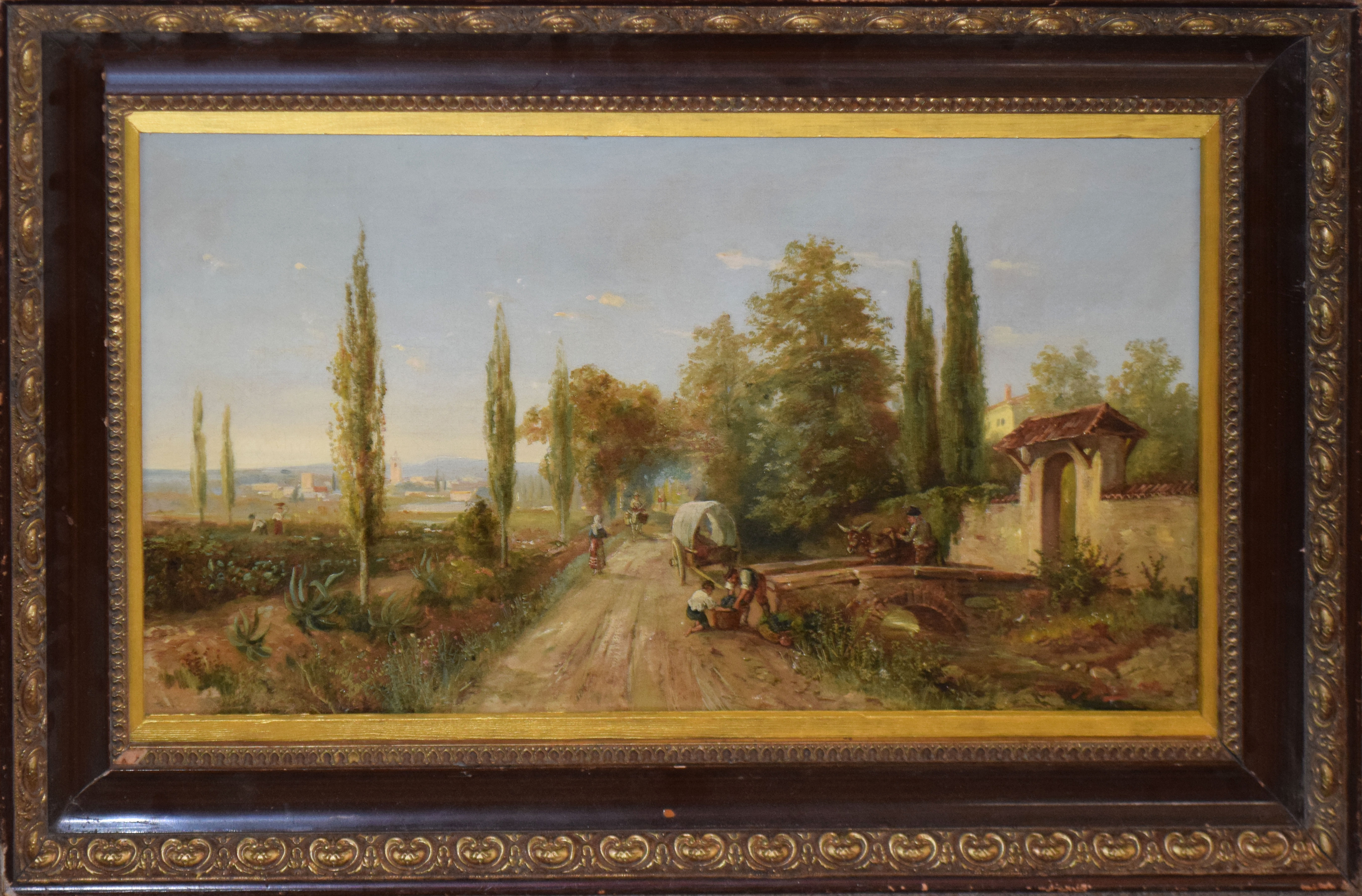 Charles Duval, Italian landscape, oil on canvas, signed and dated 1894 lower right, 30 x 56cm