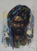 Ali SH, Head and shoulders portrait of an Arab, oil on canvas, signed, dated 74 lower right, 38 x