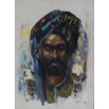 Ali SH, Head and shoulders portrait of an Arab, oil on canvas, signed, dated 74 lower right, 38 x