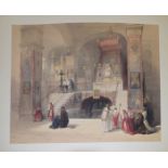 After David Roberts, RA, Chapel of Elijah on Mount Korel, coloured lithograph, with two similar,