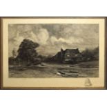 Francis S Walker, Village scene, black and white engraving, signed in pencil to lower margin, 35 x