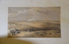 After William Simpson, "Distant view of Lord Raglan's headquarters before Sebastopol" and "Camp of