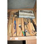 BOX CONTAINING VARIOUS KITCHEN AND BARBECUE UTENSILS ETC