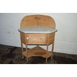 MARBLE TOP PINE CORNER WASH STAND, APPROX 57CM SQUARE