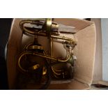 BOX CONTAINING MATCHING BRASS GAS STYLE ELECTRIC WALL SCONCES