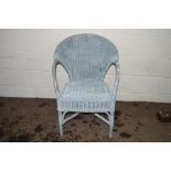 PAINTED CANE CONSERVATORY CHAIR, WIDTH APPROX 63CM