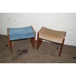 TWO LATE 20TH CENTURY STAG UPHOLSTERED STOOLS, LARGER APPROX 50CM