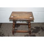 SMALL JOINTED OAK STOOL, WIDTH APPROX 46CM