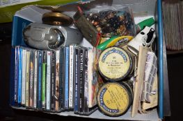 BOX CONTAINING VARIOUS CDS TOGETHER WITH TWO PHONOGRAPHIC CYLINDERS ETC