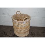 LARGE WICKER CLOTHES BASKET, DIAM APPROX 52CM