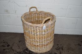LARGE WICKER CLOTHES BASKET, DIAM APPROX 52CM