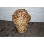 WICKER LAUNDRY BASKET, HEIGHT APPROX 64CM