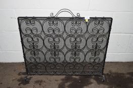 WROUGHT IRON FIRE SCREEN, WIDTH APPROX 77CM