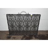 WROUGHT IRON FIRE SCREEN, WIDTH APPROX 77CM