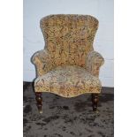 19TH CENTURY BUTTON BACK BEDROOM CHAIR, HEIGHT APPROX 87CM