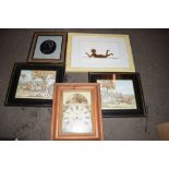 VARIOUS FRAMED PRINTS INCLUDING SHOOTING AND CANINE INTEREST