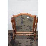 MODERN PINE SWING MIRROR WITH BARLEY TWIST SUPPORTS, WIDTH APPROX 56CM