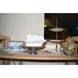 VARIOUS HOUSEHOLD CERAMICS INCLUDING FLORAL DECORATED CAKE STAND ETC
