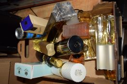 BOX CONTAINING VARIOUS PERFUMES ETC