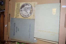BOX OF MIXED VINTAGE EPHEMERA INCLUDING COUNTY OF LONDON PLAN 1943, GREATER LONDON PLAN 1944,