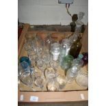 BOX CONTAINING VARIOUS GLASS WARES INCLUDING DECANTER ETC