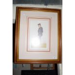 FRAMED PRINT OF A SPY ILLUSTRATION DEPICTING LLOYD GEORGE, FRAME WIDTH APPROX 57CM