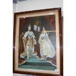 FRAMED PRINT DEPICTING THE CORONATION OF KING GEORGE V AND QUEEN MARY 1911, WIDTH APPROX 56CM