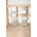 PAIR OF FOOTED GLASS VASES