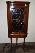 GOOD QUALITY CORNER DISPLAY UNIT WITH STRUNG DECORATION AND ASTRAGAL GLAZING, WIDTH APPROX 72CM MAX