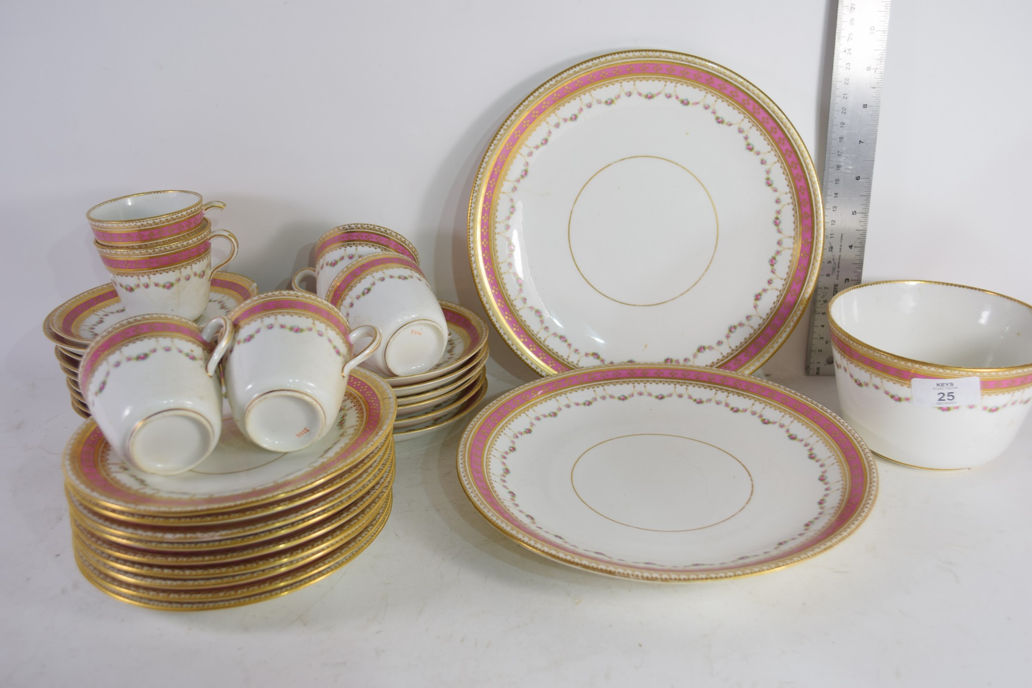 PART TEA SET WITH FLORAL AND GILT DECORATION