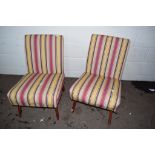 PAIR OF MID TO LATE 20TH CENTURY STRIPED UPHOLSTERED CHAIRS, HEIGHT APPROX 76CM
