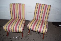 PAIR OF MID TO LATE 20TH CENTURY STRIPED UPHOLSTERED CHAIRS, HEIGHT APPROX 76CM