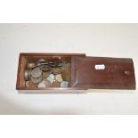 WOODEN CHESS BOX CONTAINING AN ASSORTMENT OF VARIOUS VINTAGE COINS