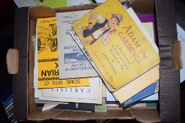BOX CONTAINING EPHEMERA ETC INCLUDING OFFICIAL TRAMWAY GUIDE, GLASGOW, CARLISLE BOOK OF WORDS,