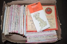 BOX CONTAINING VARIOUS ORDNANCE SURVEY MAPS INCLUDING VINTAGE 1" OF NORWICH, LOCH LINNHE, BRISTOL