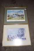TWO FRAMED PRINTS OF BUXTON MILL AND ELSING MILL, EACH FRAME WIDTH APPROX 53CM