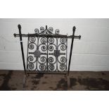 VINTAGE WROUGHT IRON FIRE SCREEN WITH FOLDING PANEL, WIDTH APPROX 81CM