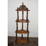 GOOD QUALITY MAHOGANY CORNER WHATNOT WITH INLAID DECORATION, HEIGHT APPROX 150CM MAX