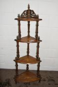 GOOD QUALITY MAHOGANY CORNER WHATNOT WITH INLAID DECORATION, HEIGHT APPROX 150CM MAX