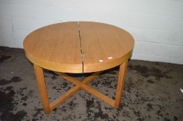 1970S CIRCULAR EXTENDING DINING TABLE, APPROX 120CM DIAM FOLDED
