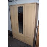 MODERN TRIPLE WARDROBE, WIDTH APPROX 130CM