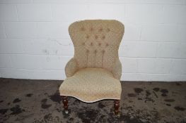 19TH CENTURY BUTTON BACK CHAIR, HEIGHT APPROX 88CM