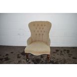 19TH CENTURY BUTTON BACK CHAIR, HEIGHT APPROX 88CM