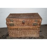 LARGE WICKER TRAVELLING TRUNK, LENGTH APPROX 82CM