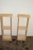 PAIR OF MODERN PINE SMALL SHELF UNITS, EACH APPROX 35CM WIDE