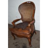 19TH CENTURY CANE BACKED ARMCHAIR, WIDTH APPROX 70CM MAX