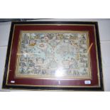 FRAMED REPRODUCTION MAP, FRAME WIDTH APPROX 68CM