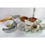 BOX OF VARIOUS HOUSEHOLD CERAMICS INCLUDING MIDWINTER SOUP BOWLS ETC