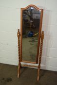 MODERN CHEVAL MIRROR WITH BARLEY TWIST SUPPORTS, HEIGHT APPROX 145CM